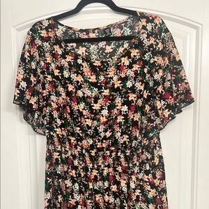 SHEIN Pink and Orange Flutter Sleeve Sundress